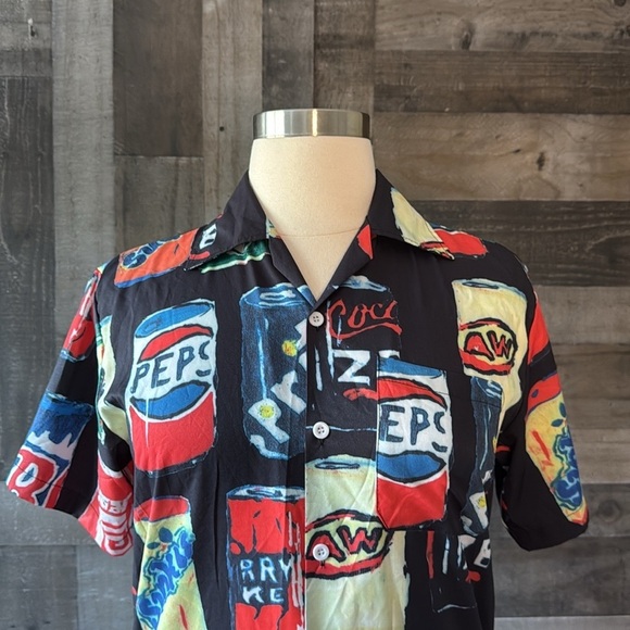 Men’s Hawaiian shirt medium soda can tropical party resortwear summer vacation - Picture 3 of 10